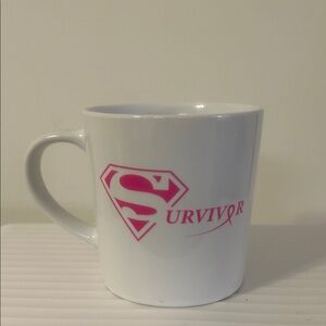 White Ceramic 'Survivor' Pink image Coffee Mug